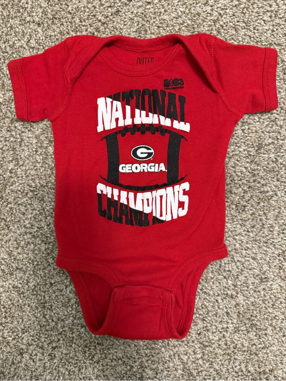 Georgia Bulldogs Red "National Champions" Baby Onesie